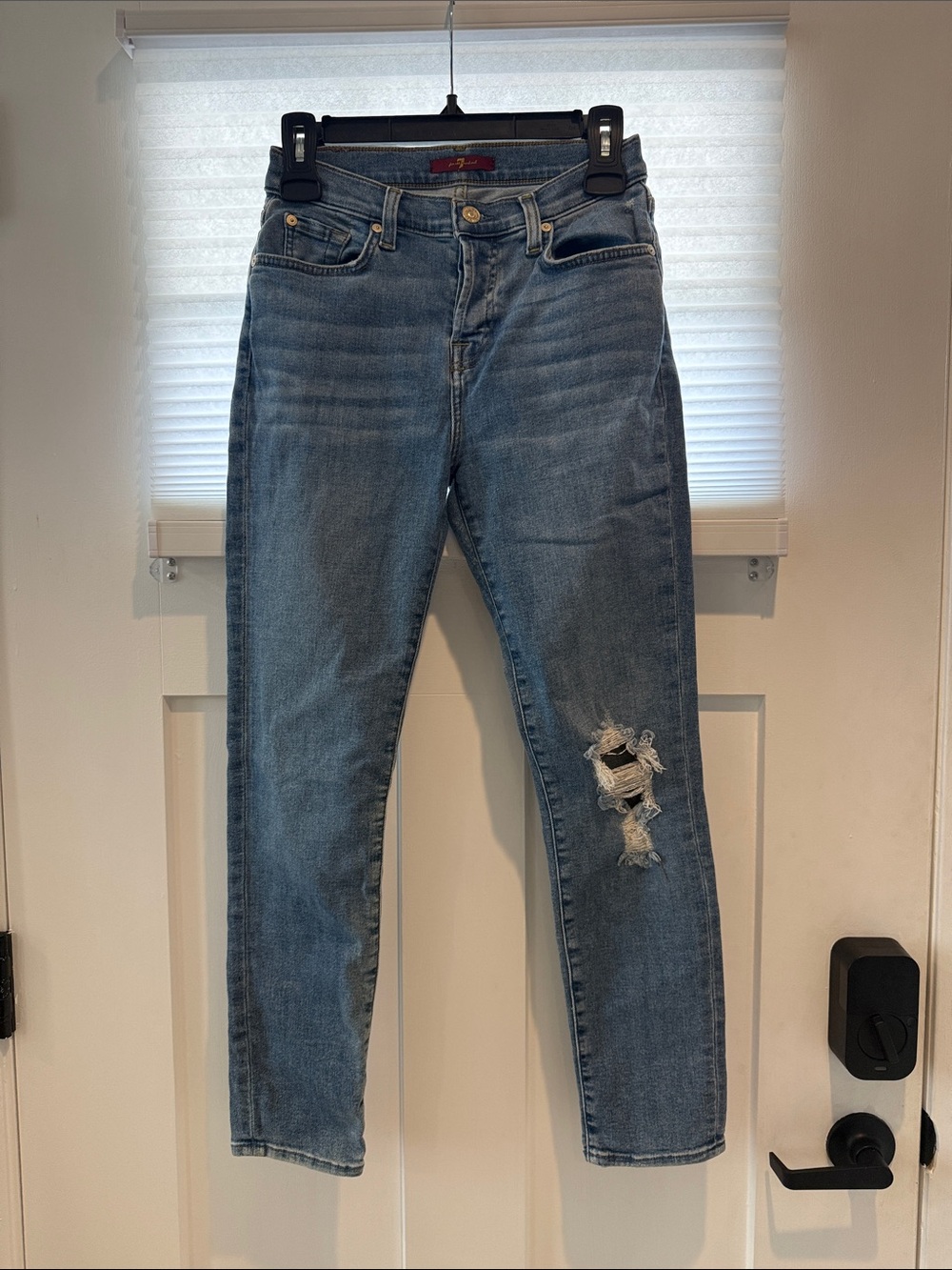 7 For All Mankind Josefina Skinny Distressed Jeans - Light Blue